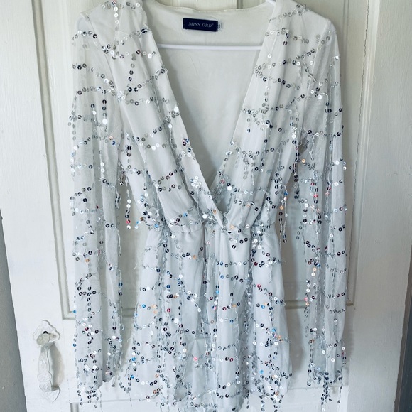 Pants - White sequin romper